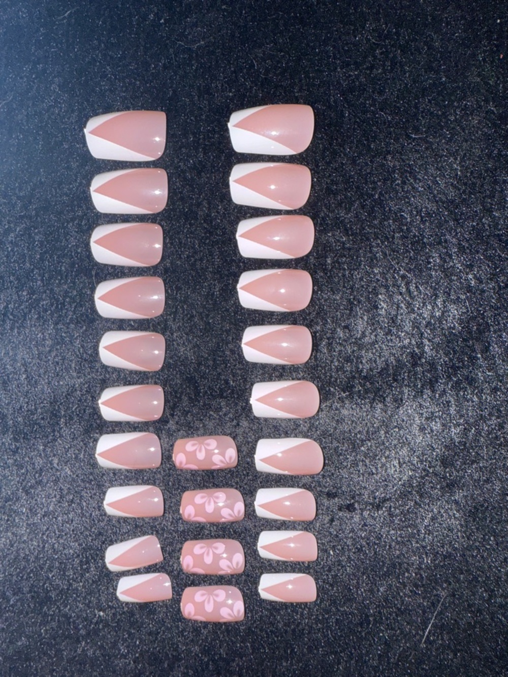 3 for $10 Pink Floral and white Fake Nail Set no glue